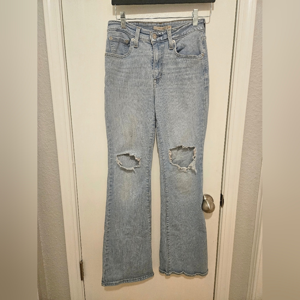 Women's Light Blue Flare Jeans - Picture 2 of 10